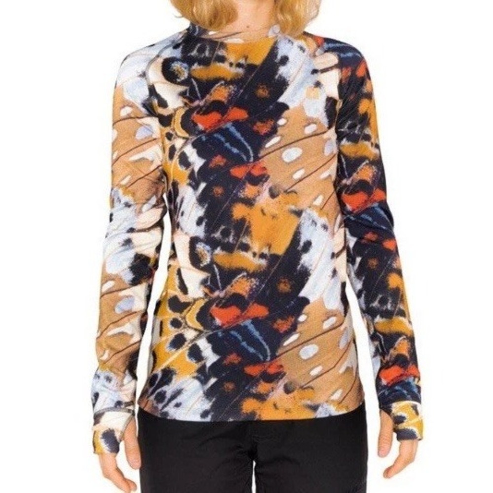 Women's Armada Long Sleeve base layer Top Sz Small Flutter Butterfly Color way